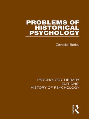 cover image of Problems of Historical Psychology